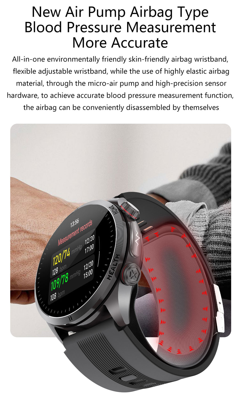 SAYDIAN W8 Air-Pump-Wellness-Smartwatch